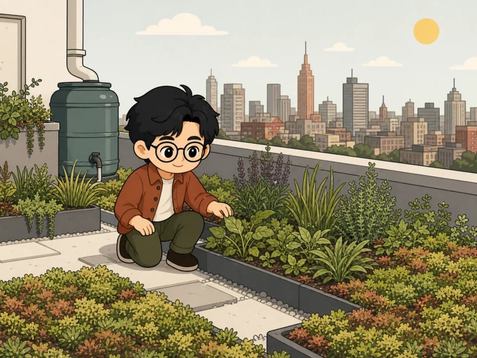 Article illustration of the visual identity inspecting a green roof